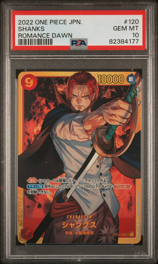 PSA 10 OP01-120 SEC JAP Shanks Graded Card