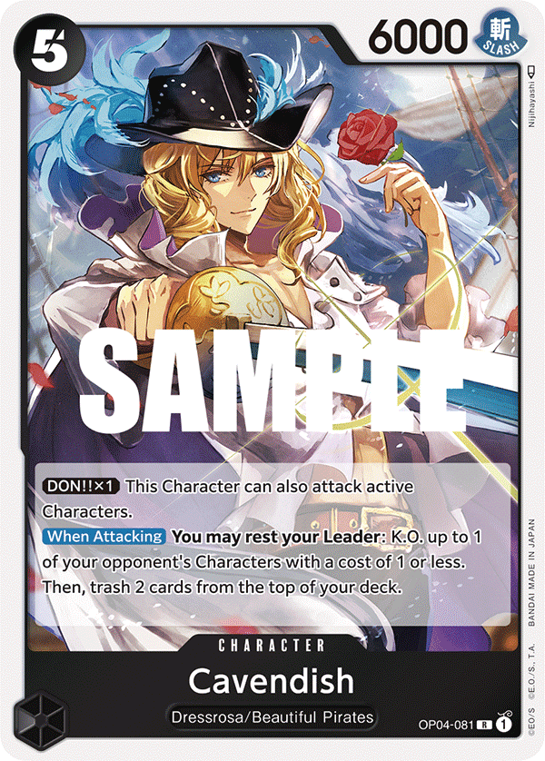 OP04-081 R ENG Cavendish Rare Character Card Boutique Carte One Piece OP04-081 R ENG Cavendish Rare Character Card Boutique Carte One Piece