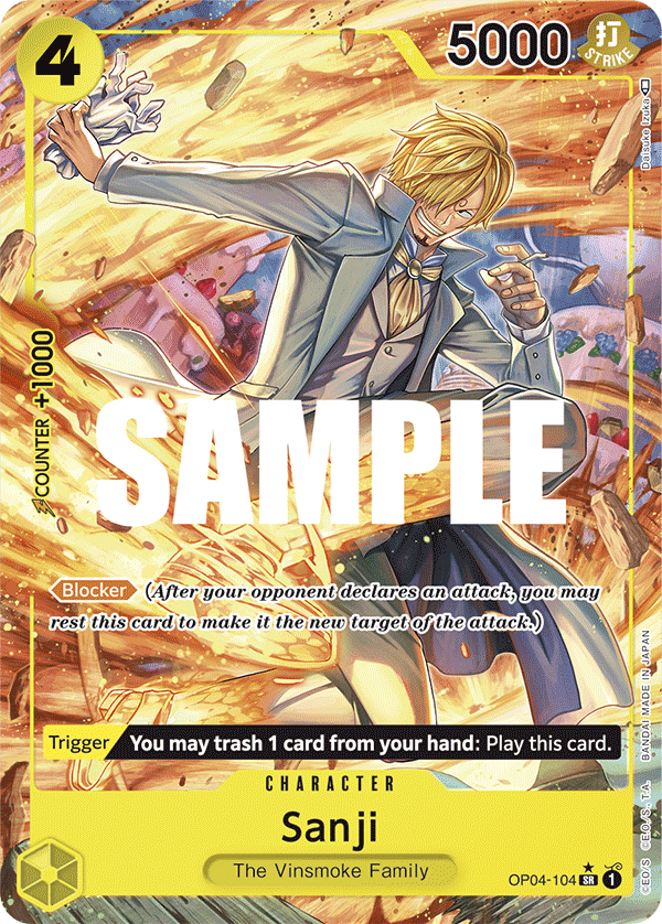 OP04-104 SR ENG Sanji (Parallel) Super Rare Character Card Boutique Carte One Piece OP04-104 SR ENG Sanji (Parallel) Super Rare Character Card Boutique Carte One Piece