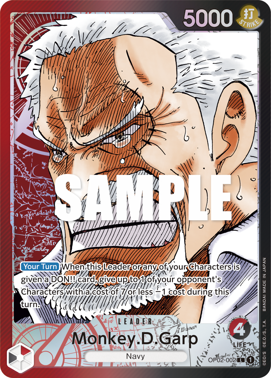 OP02-002 L ENG Monkey D. Garp Carte leader Parallèle