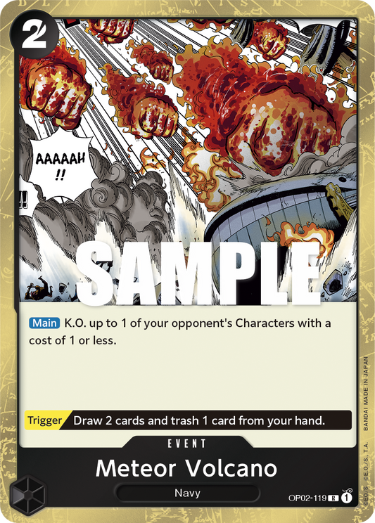 OP02-119 R ENG Meteor Volcano Carte event rare