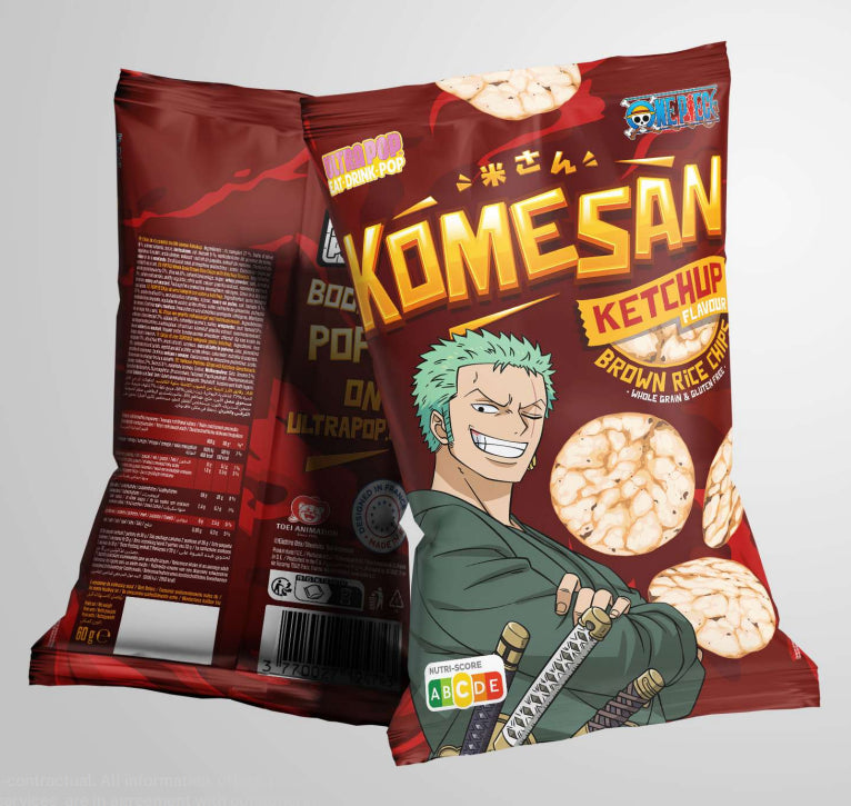 Komesan One Piece - Zoro - Wholegrain rice chips with ketchup flavor