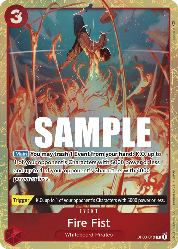 OP03-018 R ENG Fire Fist (Parallel) Rare Event Card