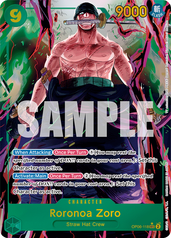 OP06-118 SEC ENG Roronoa Zoro (Parallèle) Carte personnage secret rare