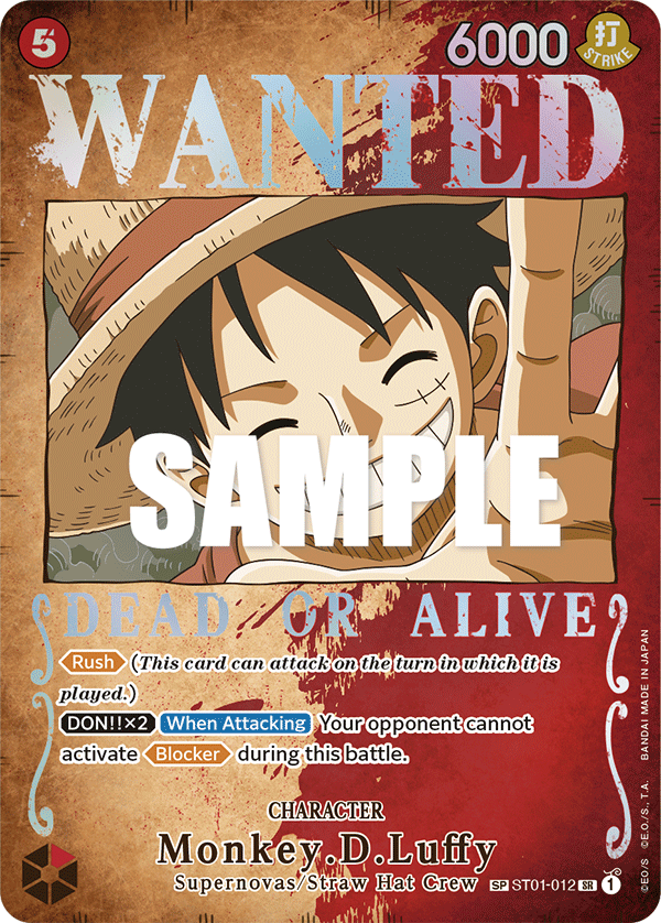 ST01-012 SP ENG Monkey D. Luffy (Parallèle) Carte personnage spéciale super rare