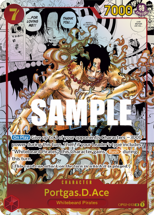 OP02-013 SR ENG Portgas D. Ace Parallel Manga Super Rare Character Card
